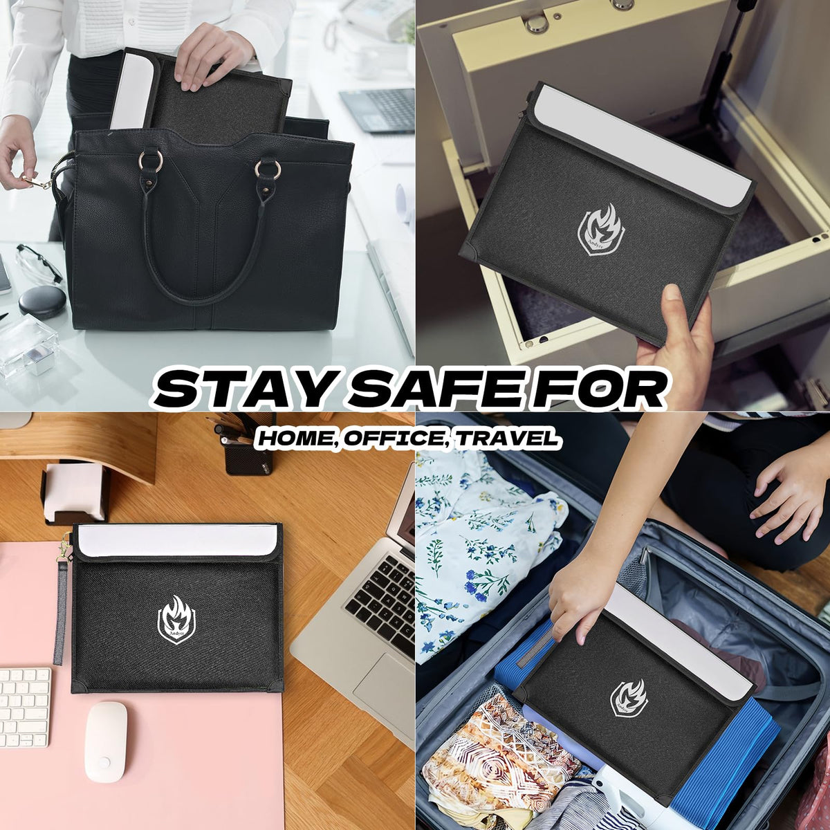 Andyer fireproof bag interior compartments for organized storage