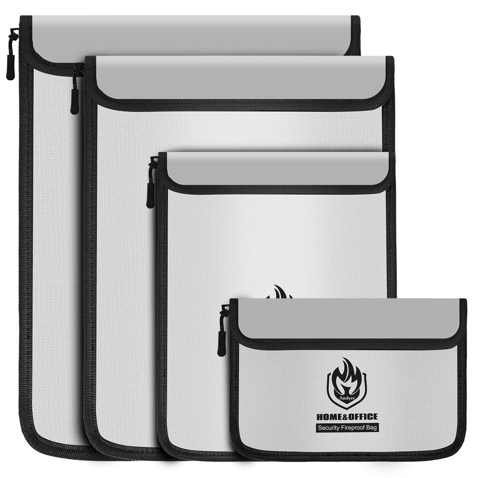 Andyer fireproof bag, legal-size, protects important documents during emergencies.
