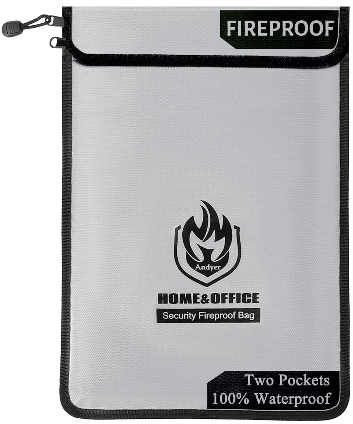 andyer fireproof bag exterior with two pockets for quick document access