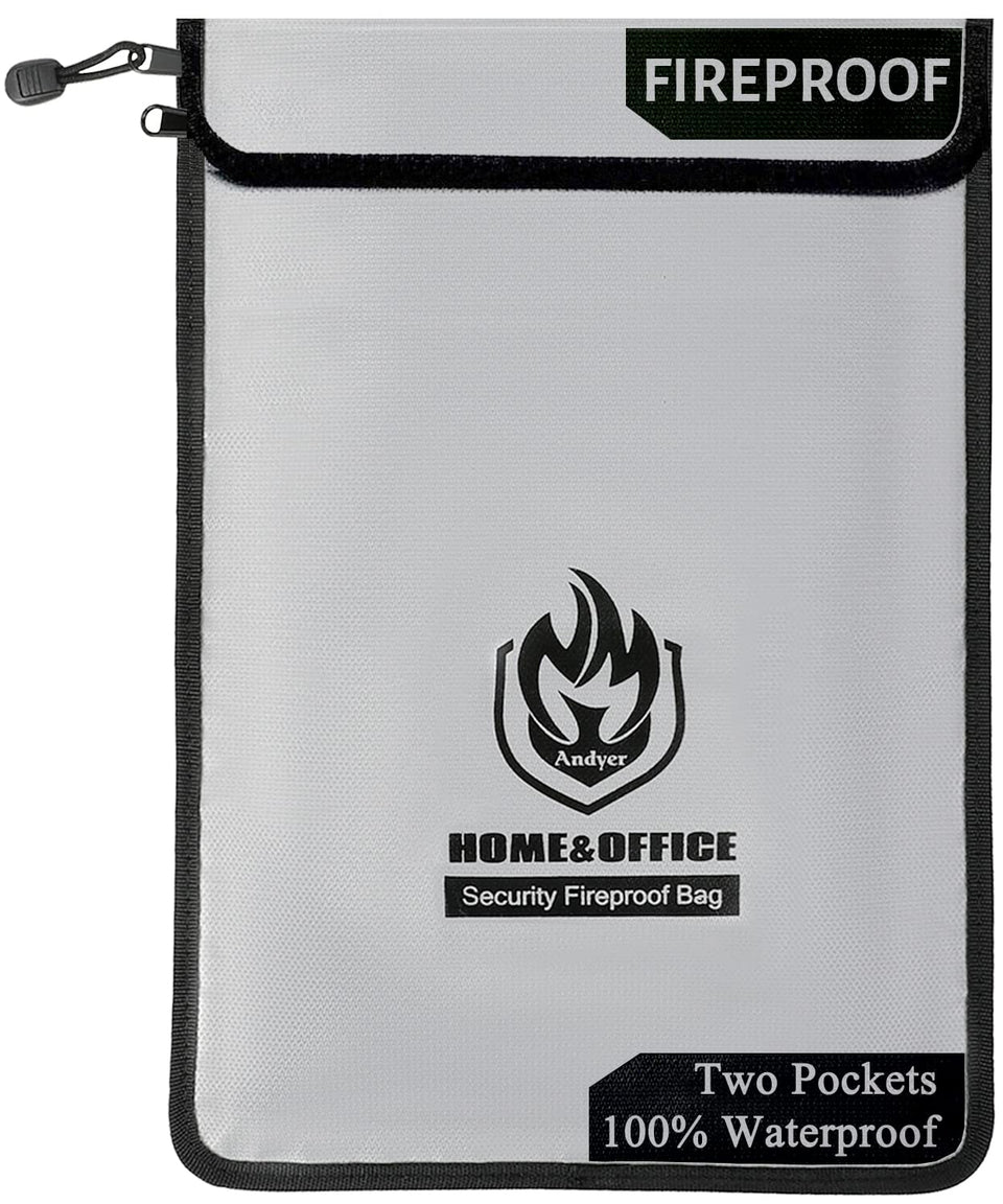 andyer fireproof bag exterior with two pockets for quick document access