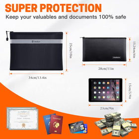 Andyer fireproof money bag 11x6 exterior highlights durable waterproof case.