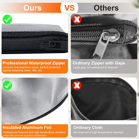 Andyer fireproof money bag 11x6 interior shows organized cash storage.