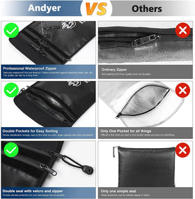 andyer large capacity 15x11 bag ideal for documents, passports, and valuables