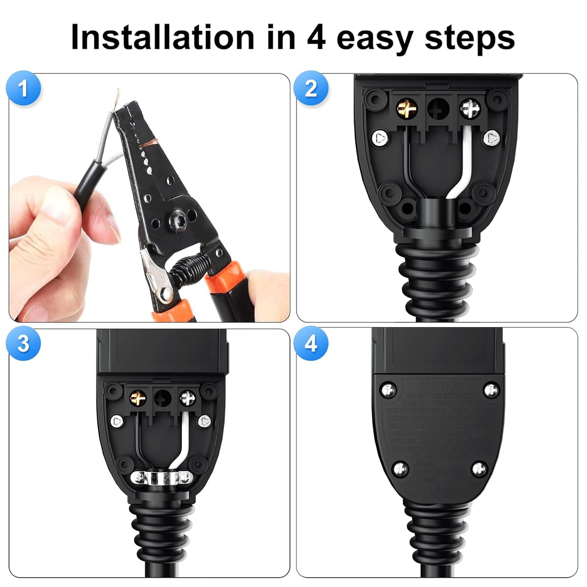 Indicator light, test and reset buttons on Aneken GFCI plug illustrate trip and reset