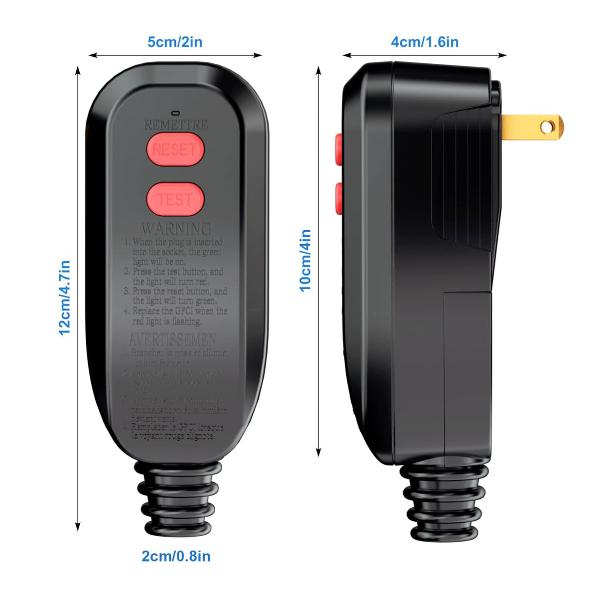 ETL-listed Aneken GFCI plug with clear status indicator for safe checks