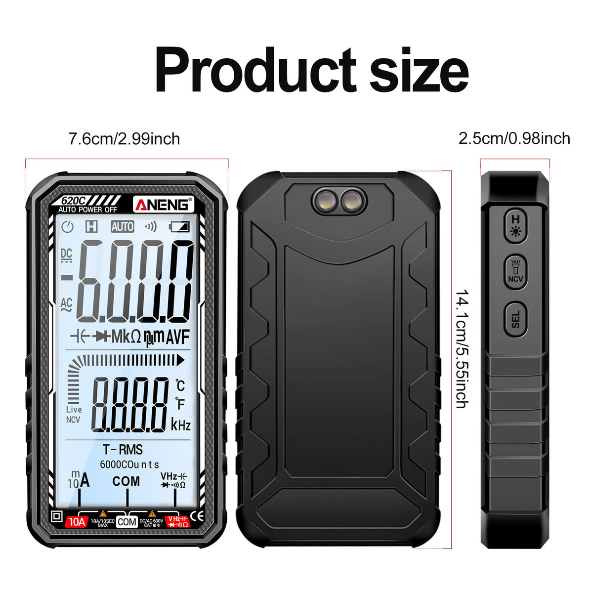 ANENG 6000-counts readout provides precise measurements