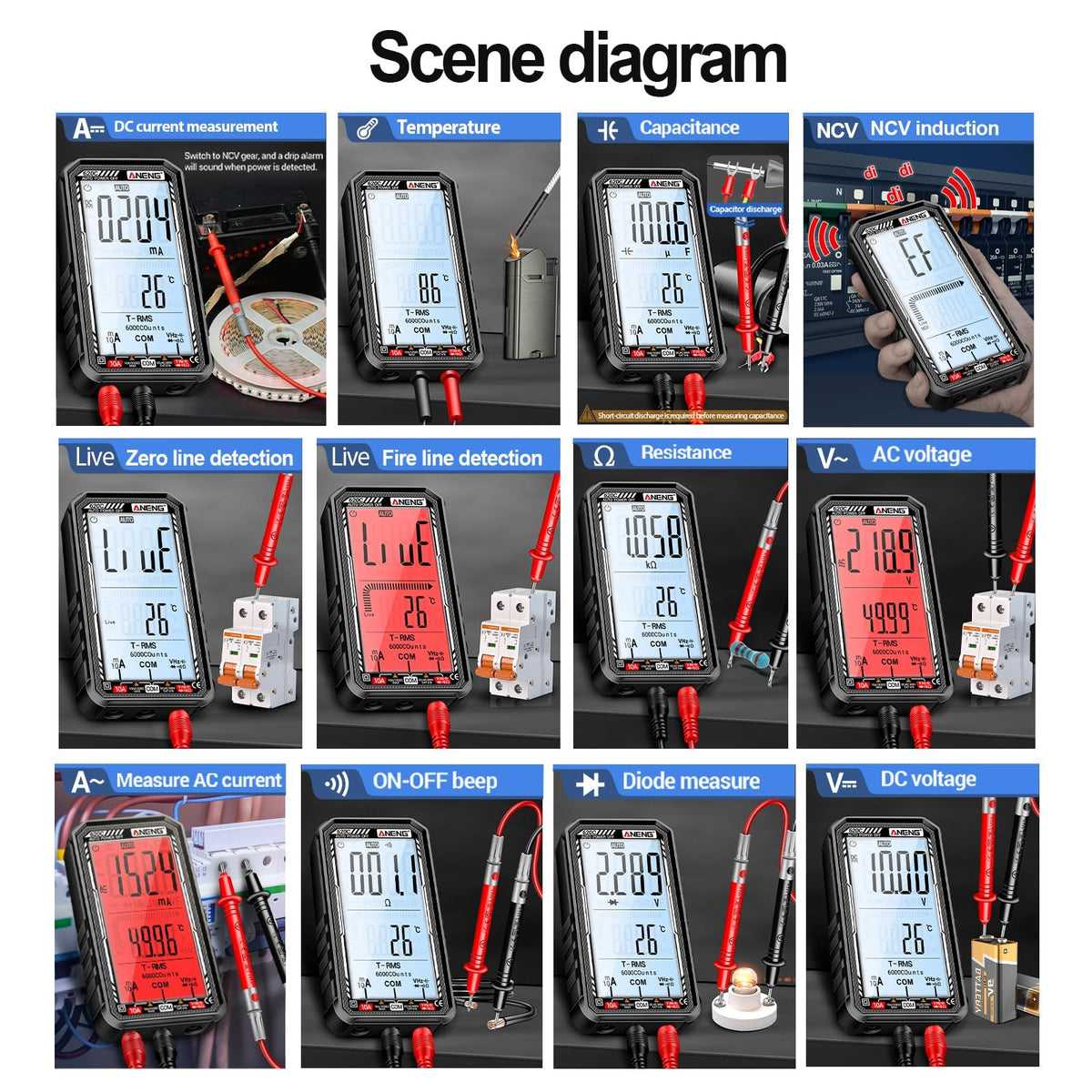ANENG continuity buzzer supports quick circuit checks