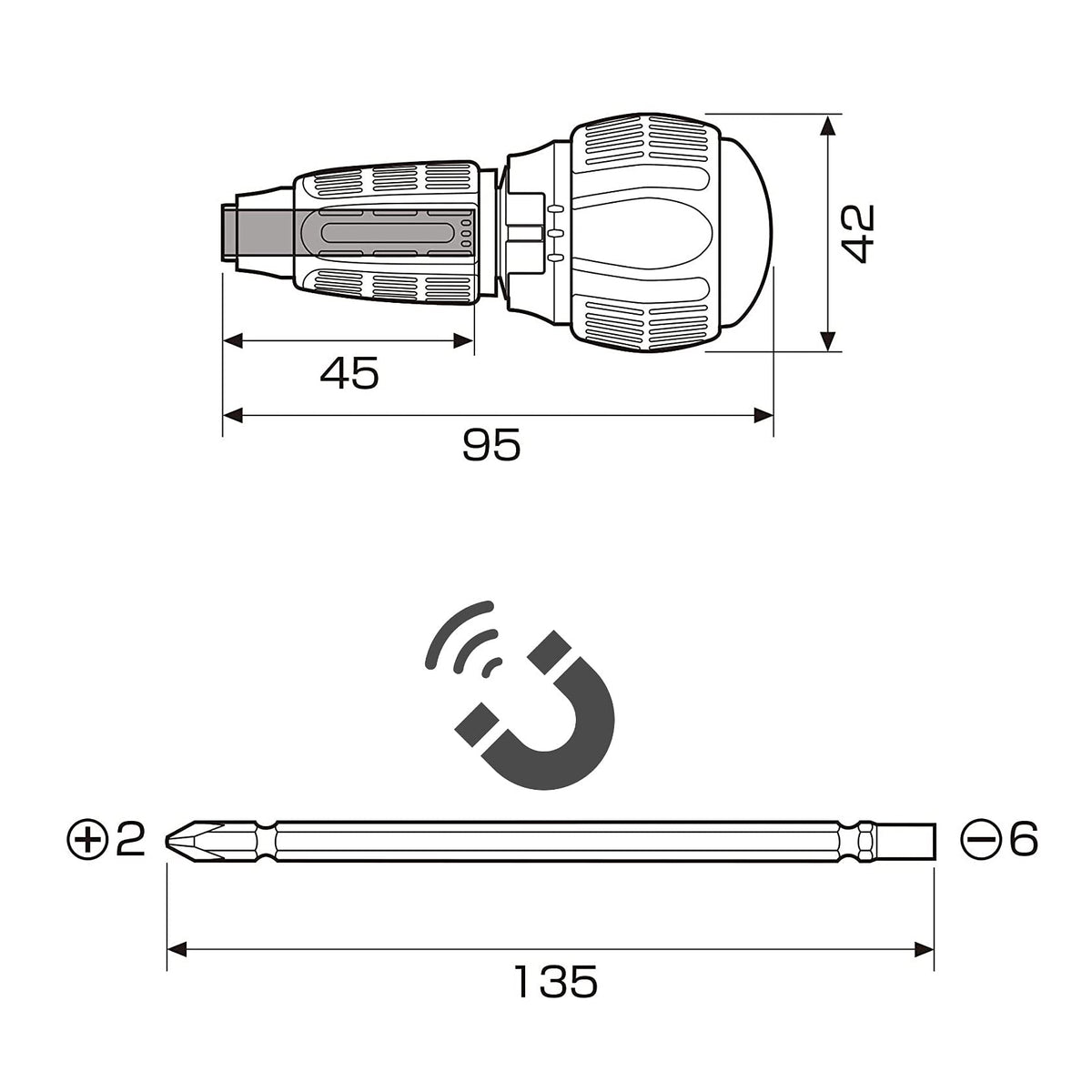 Anex one-hand switch design supports fast mode changes.