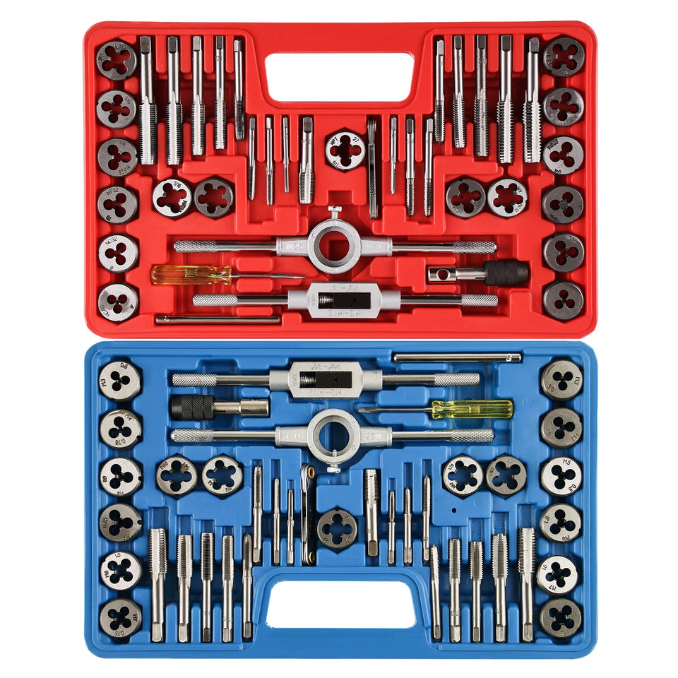 Anfrere 80pcs tap and die set in open case for quick setup.