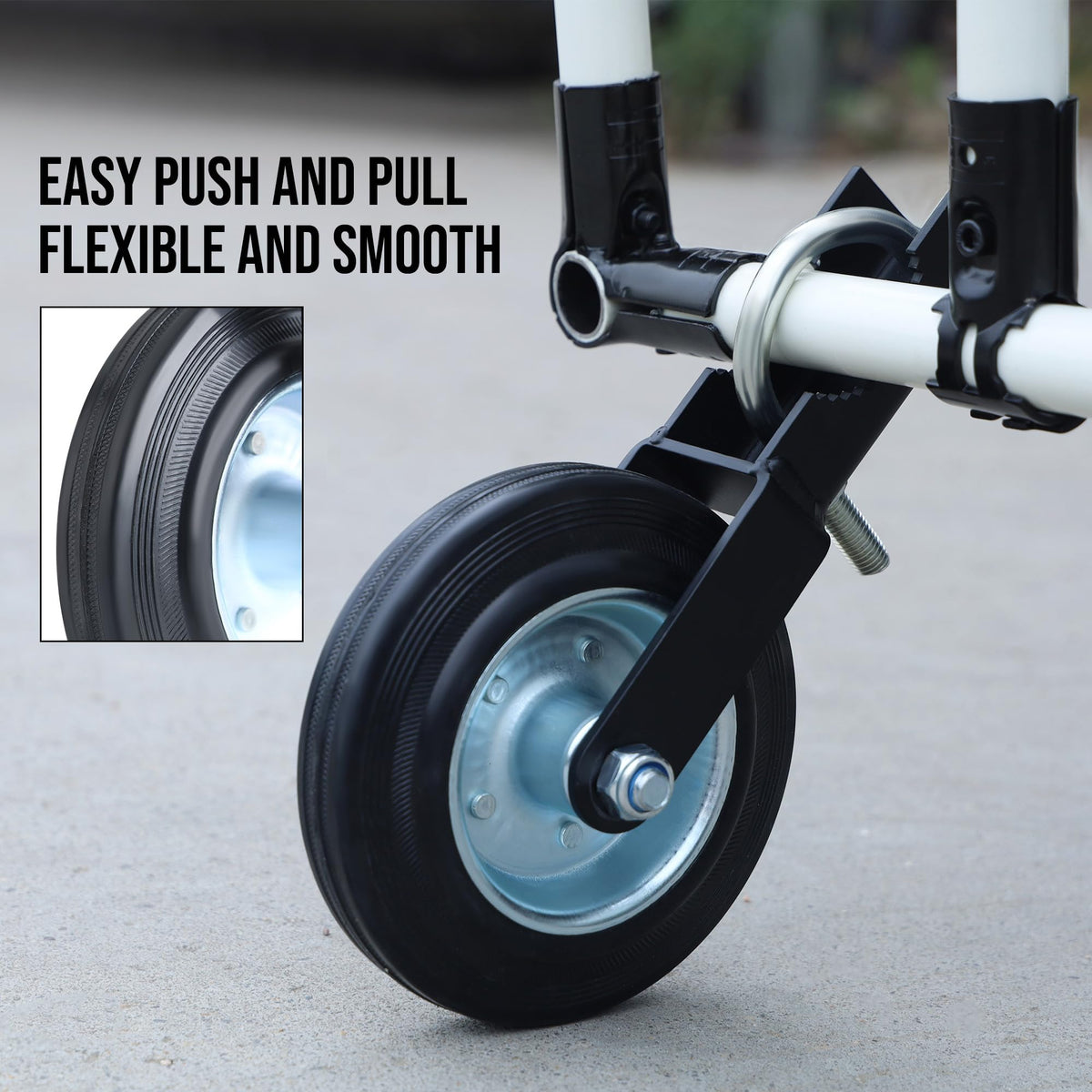 Anfrere gate wheel assembly showing easy installation with included wrench