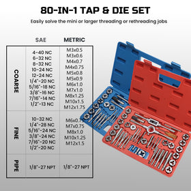 Anfrere includes two die wrenches and two tap wrenches for control.