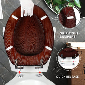 Angel Shield dark walnut finish adds warm style to bathrooms.