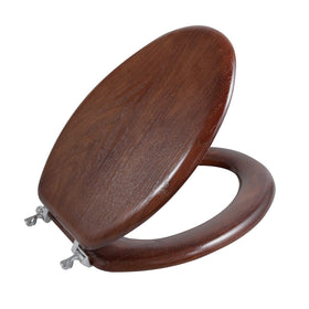 Angel Shield seat closeup in dark walnut veneer showing durable anti-scratch finish