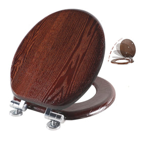 Angel Shield round wood toilet seat fits most round toilets with a sturdy wood finish.