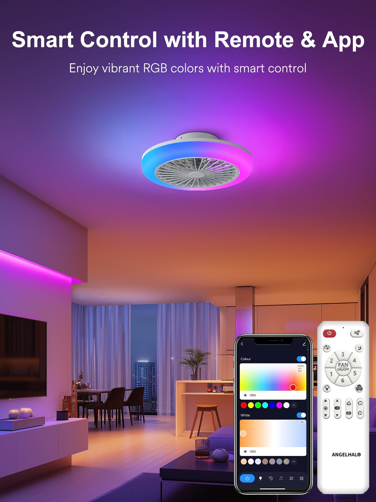 ANGELHALO Bluetooth app control for quick tweaks from your phone.
