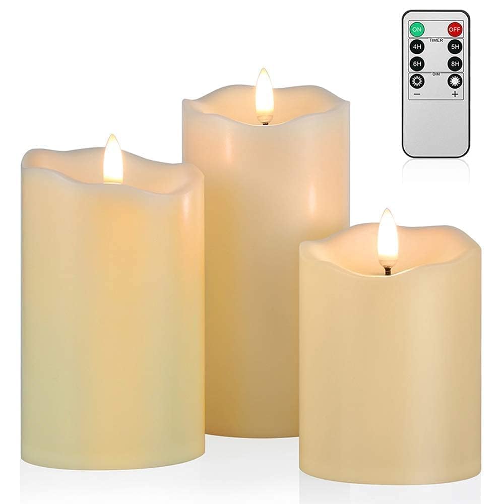 ANGELLOONG flickering flameless candles in a 3-pack for safe romantic table lighting