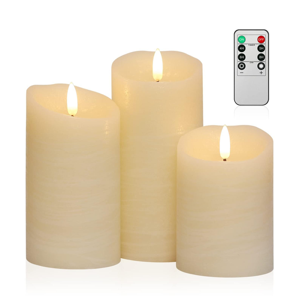 Angelloong flickering flameless candles front view in ivory for warm ambiance.