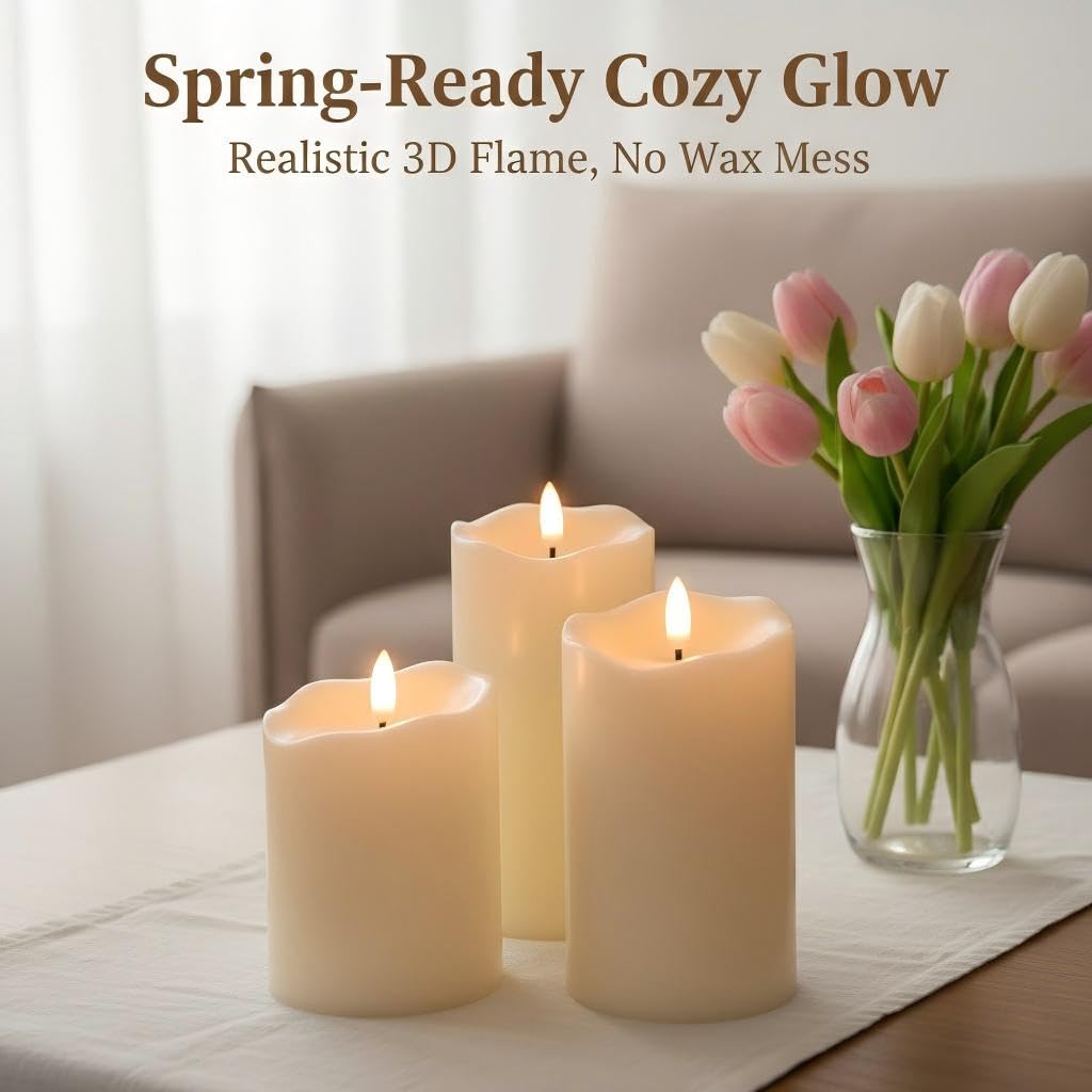 ANGELLOONG ivory pillar candles in three sizes for versatile decor