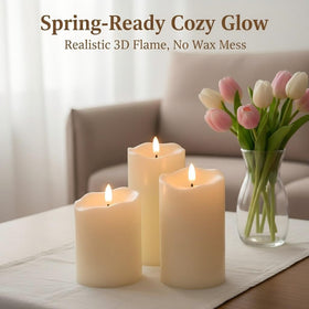ANGELLOONG ivory pillar candles in three sizes for versatile decor
