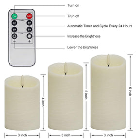 Angelloong set of 3 ivory white candles displayed on mantel.