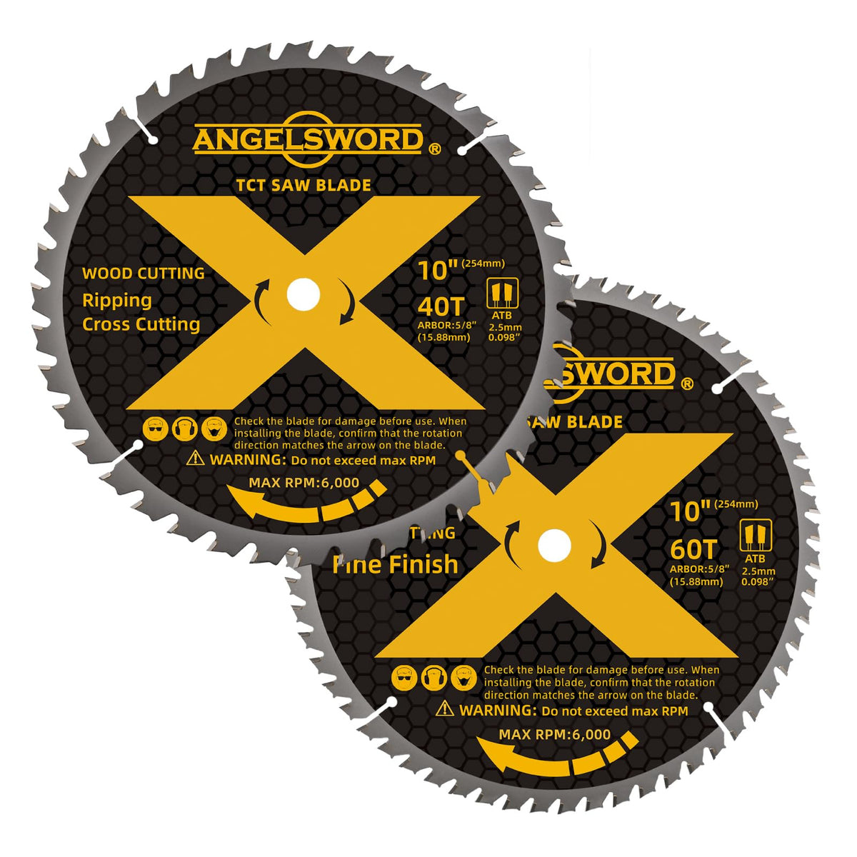 ANGELSWORD 40T blade close-up shows smooth cuts in hardwoods.