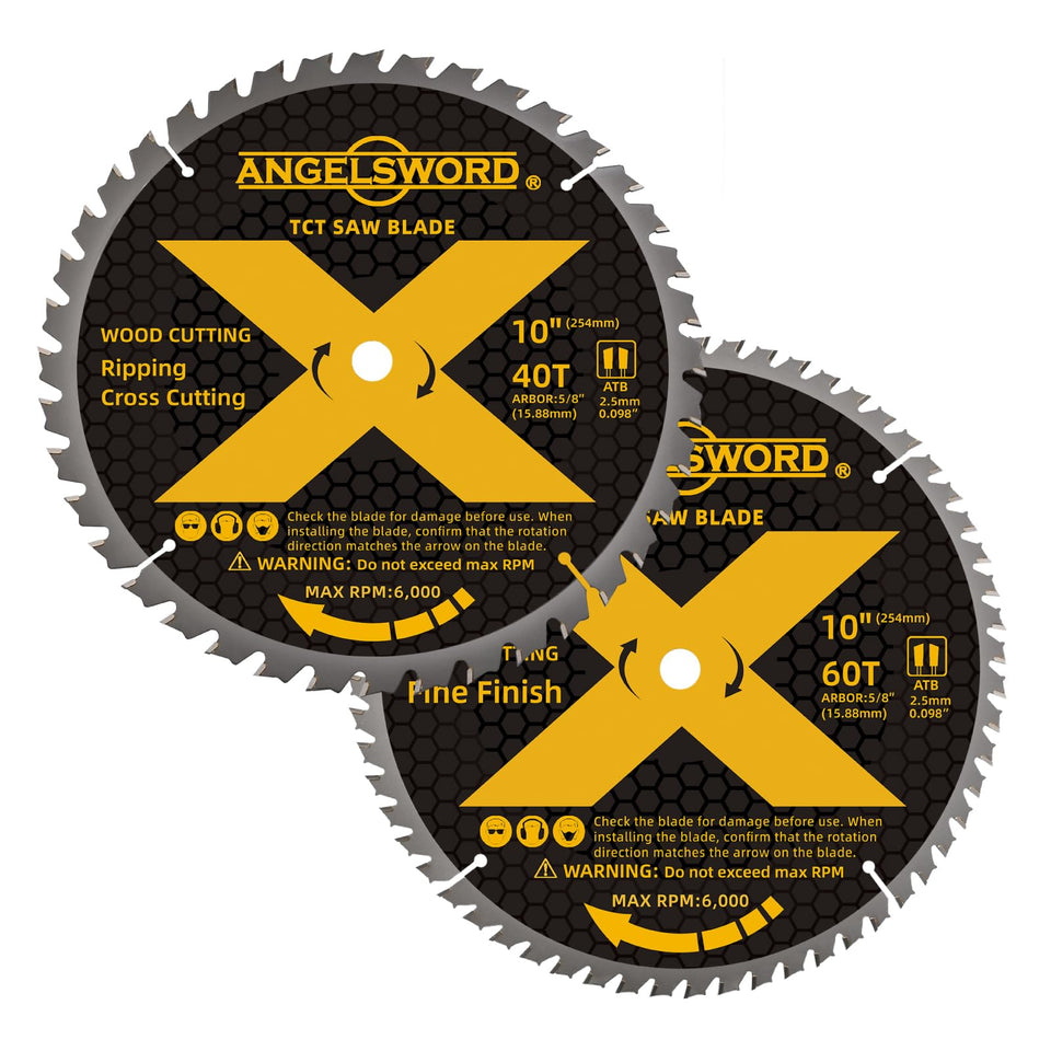 ANGELSWORD 40T blade close-up shows smooth cuts in hardwoods.