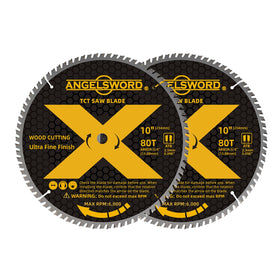 ANGELSWORD 10-inch table saw blade closeup for clean, precise cuts on hardwoods.