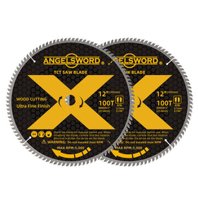 ANGELSWORD 12-Inch Miter Saw Blade two-pack front view for clean, precise cuts