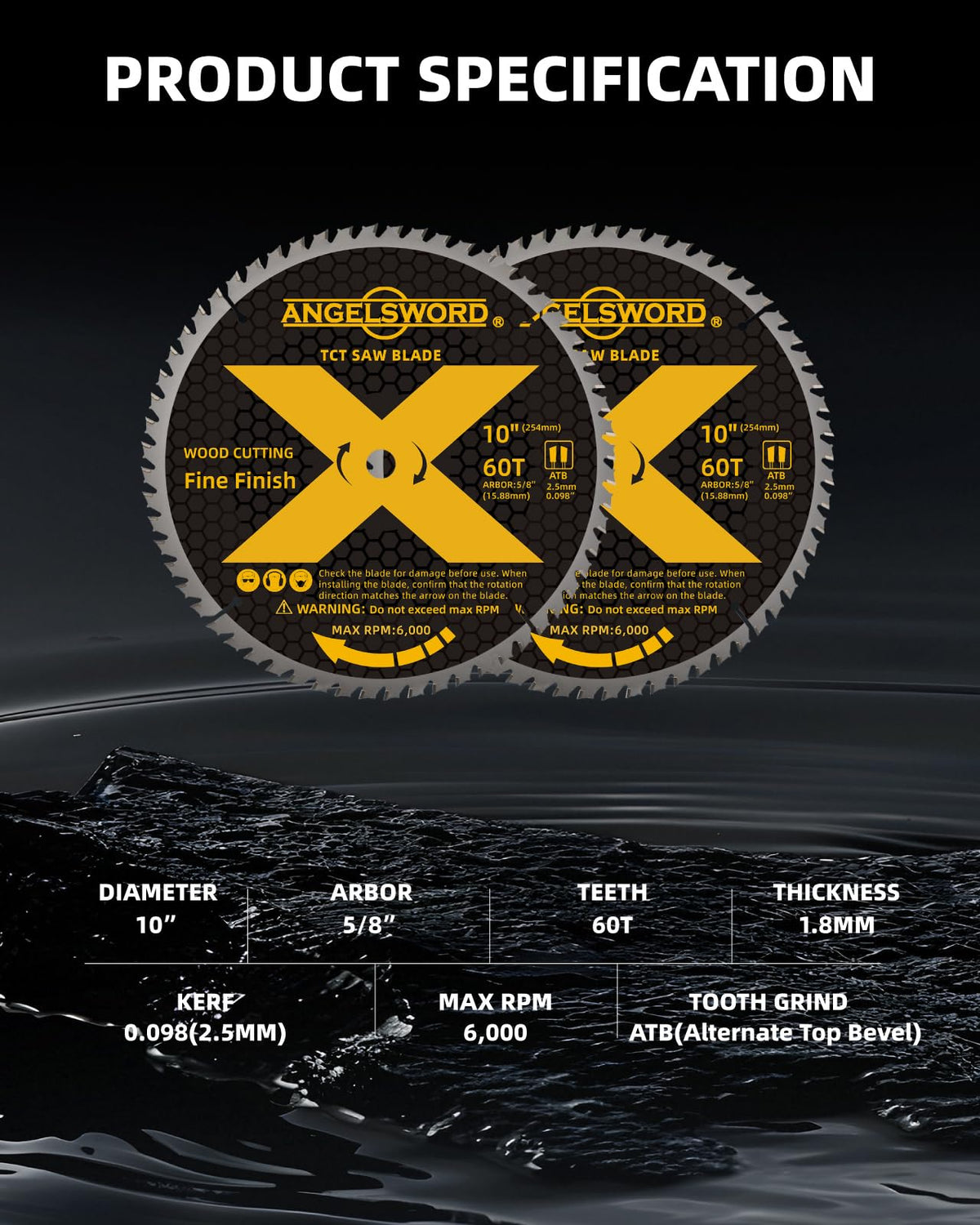 ANGELSWORD 60T teeth offer durable performance for long-lasting, high-quality edge cuts.