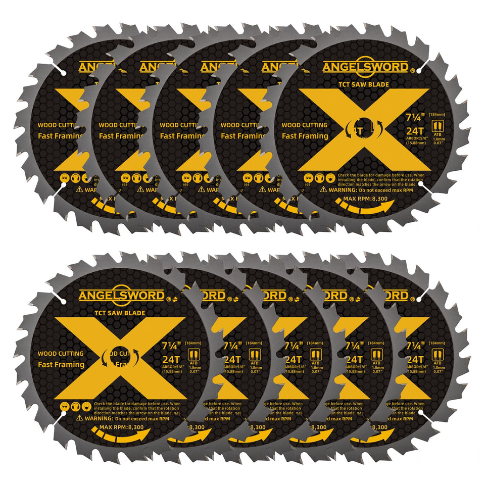 ANGELSWORD 7-1/4-inch blade with 24 teeth for fast framing cuts.
