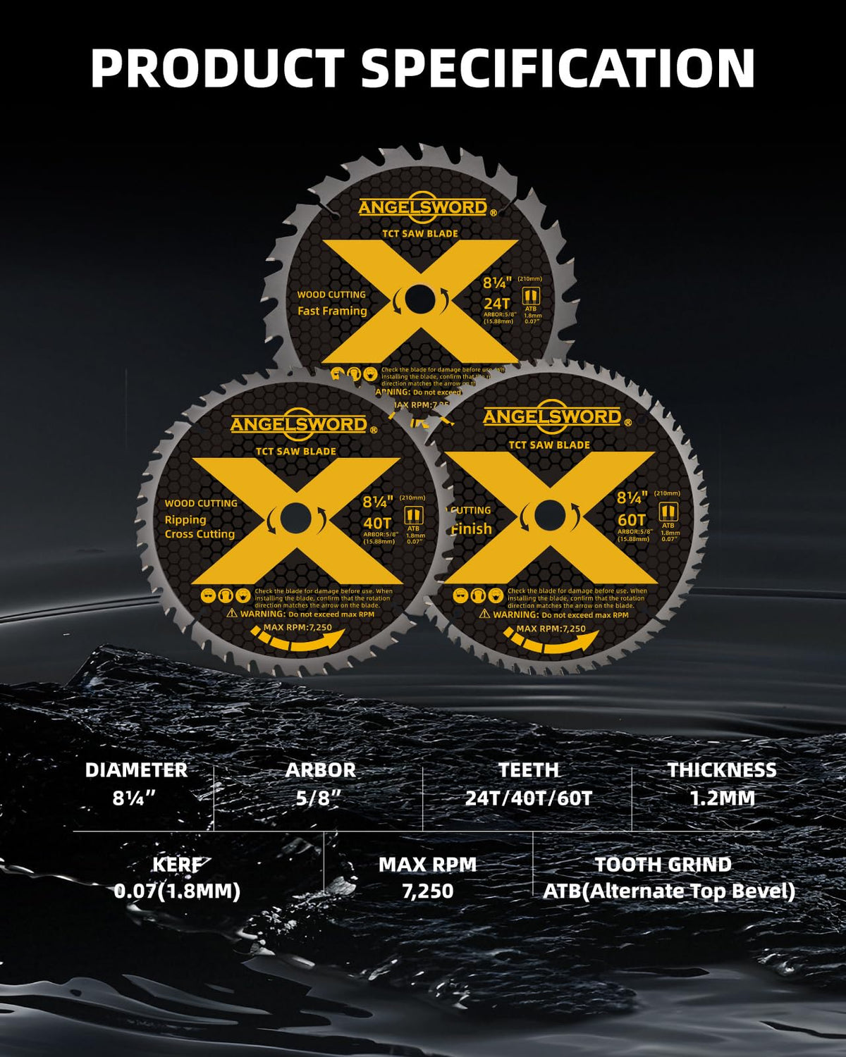 ANGELSWORD 8-1/4-inch blade 40T for efficient ripping