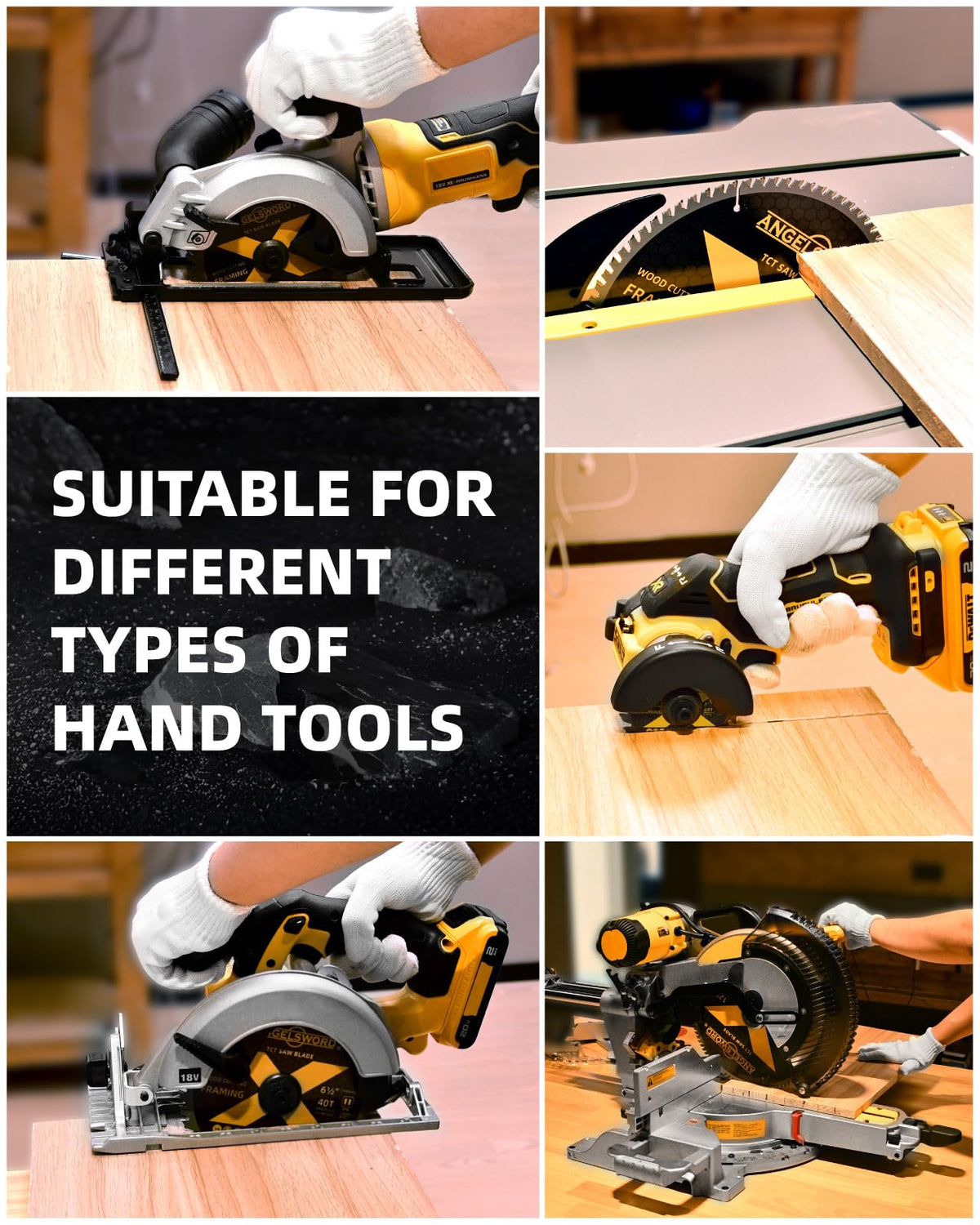 ANGELSWORD compatible with DeWalt, Makita, Skil, Metabo 10-inch saws.