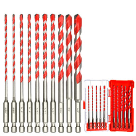 ANGELSWORD 10pc concrete drill bit set for versatile masonry drilling