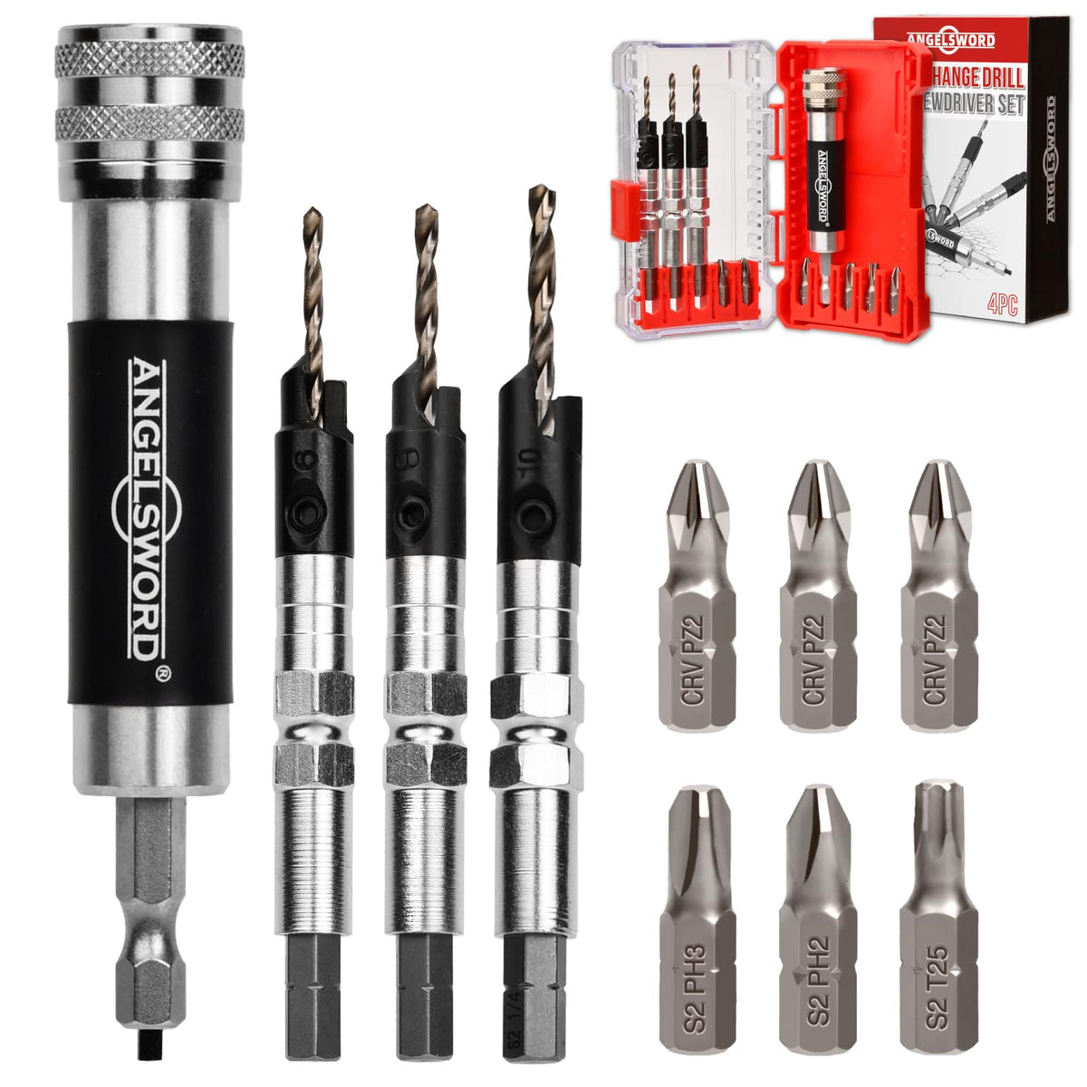 ANGELSWORD countersink bits 6, 8, 10 for wood projects