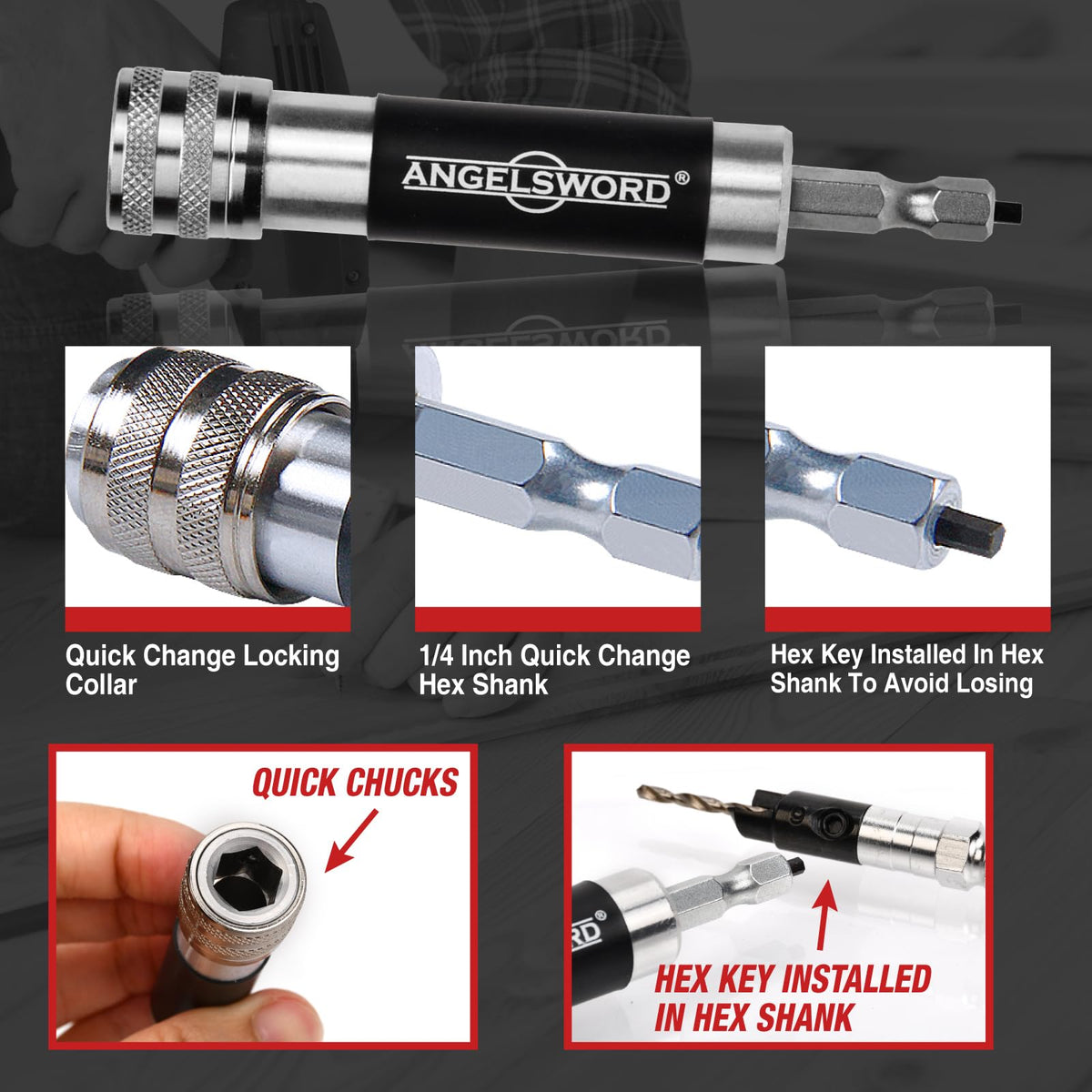 ANGELSWORD countersink bits in action on wood surface