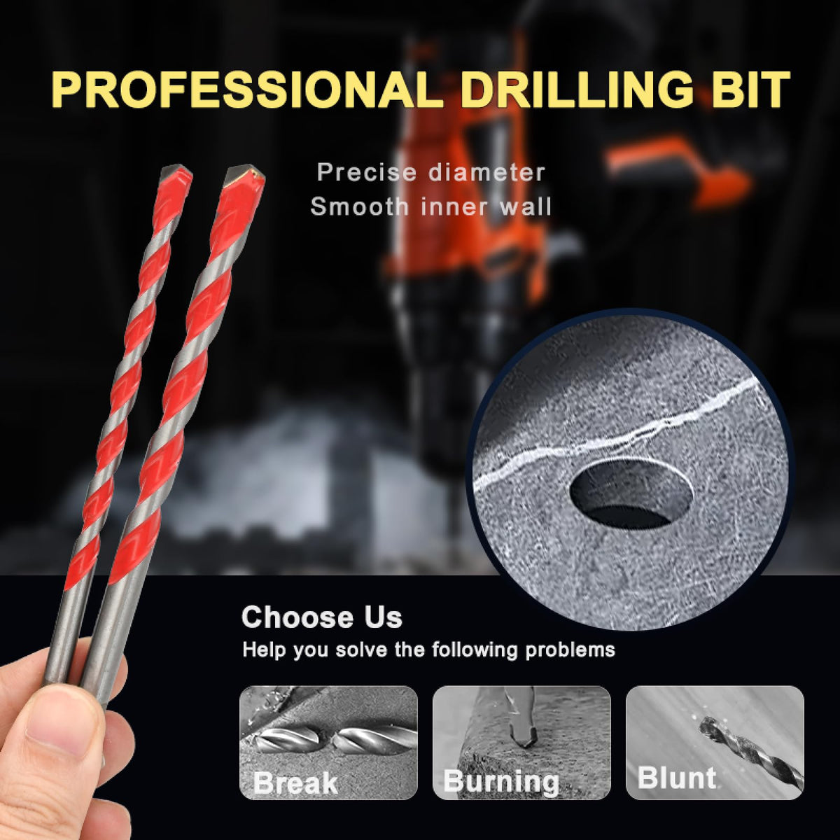 ANGELSWORD tip diameters range 5/32 to 1/2 inch for deep holes