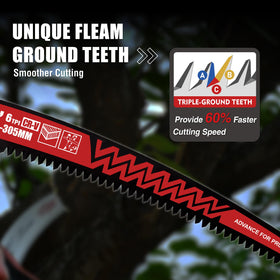 ANGELSWORD triple-ground tooth design reduces clogging for efficient cutting.