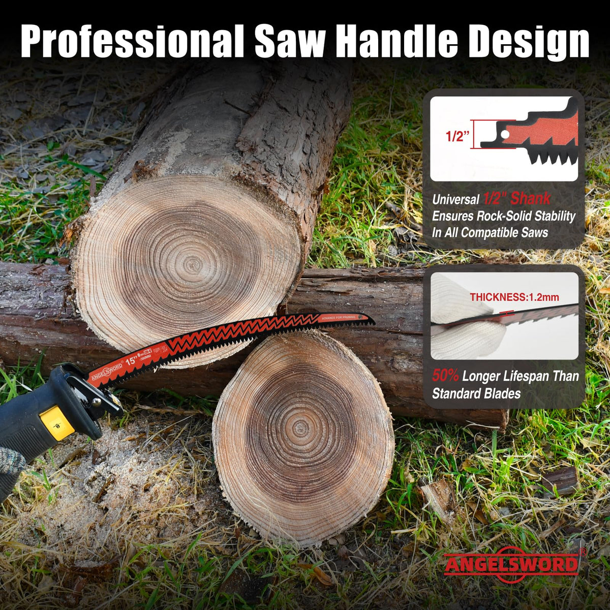 ANGELSWORD wood pruning blade ideal for branches and wet wood.
