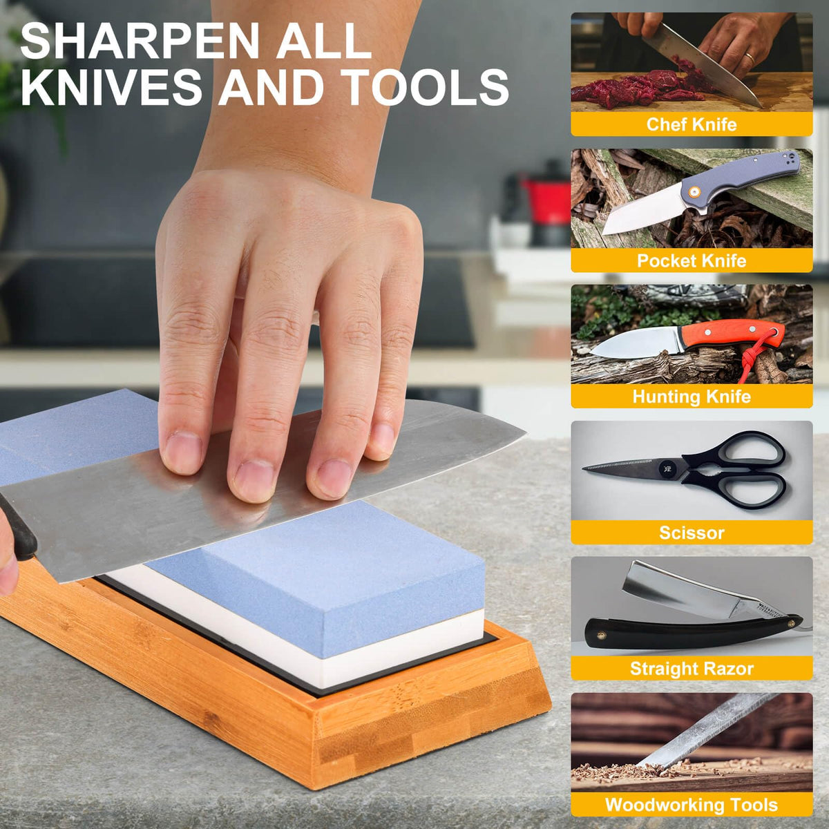 Angerstone bamboo base holder keeps the setup secure on any counter