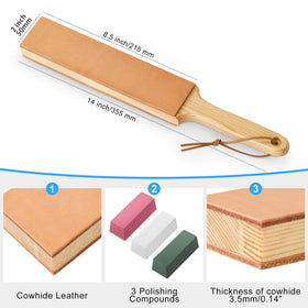 Angerstone stropping paddle featuring an ergonomic handle for comfortable sharpening.