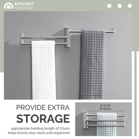 Angle Simple stainless steel towel holder in brushed nickel resists rust.