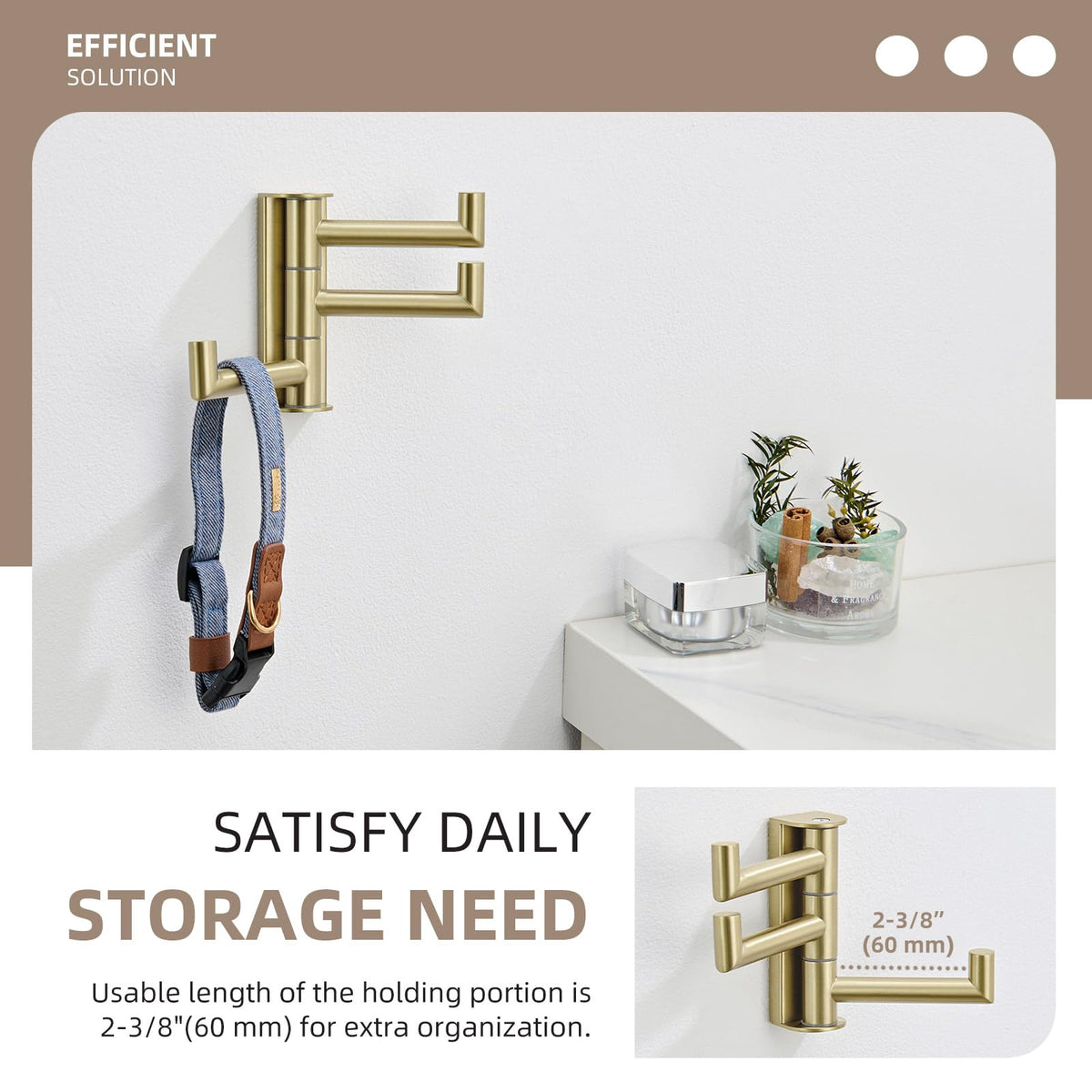 Angle Simple bathroom hardware towel hook brushed gold keeps towels in place