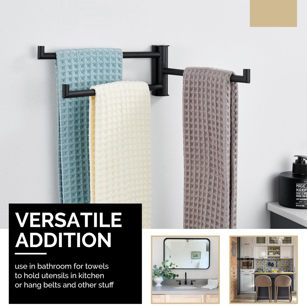 Angle Simple bathroom organizer helps reduce clutter and keep towels air-dried.