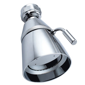 Angle Simple high-flow shower head chrome front view with powerful spray for quick rinses
