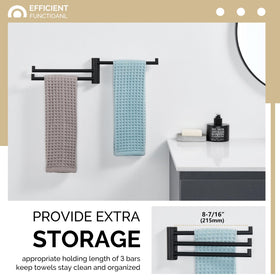 Angle Simple towel holder features silent rotation with a gasket for smooth, clutter-free drying.