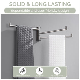 Angle Simple space-saving towel holder with 8-7/16 inch bars maximizes towel space.