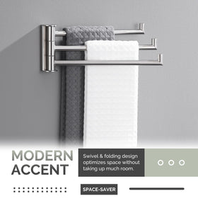 Angle Simple swivel bars operate silently for easy towel access.