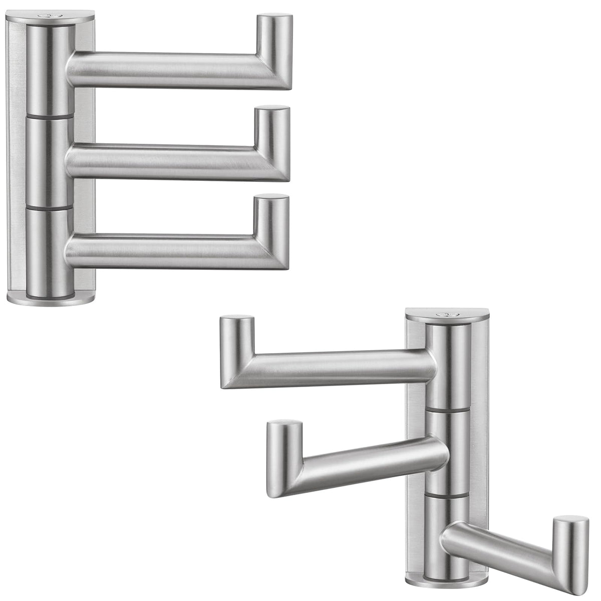 Angle Simple swivel hook 3-arm design keeps towels organized.