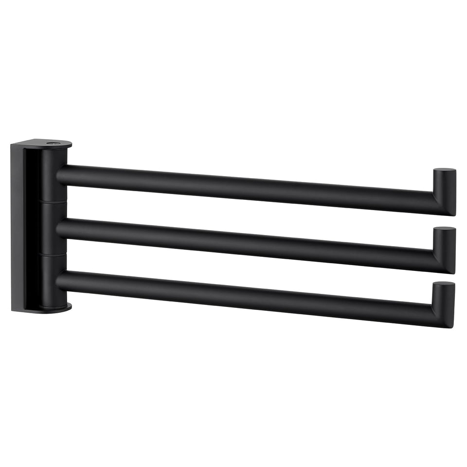 Angle Simple swivel towel holder with foldable three bars for space-saving organization.