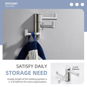 Angle Simple 3-arm towel hook arm 1 in motion demonstrating independent rotation